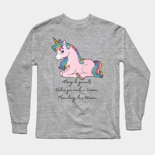 Cute Little Unicorn With Rainbow Hair Long Sleeve T-Shirt